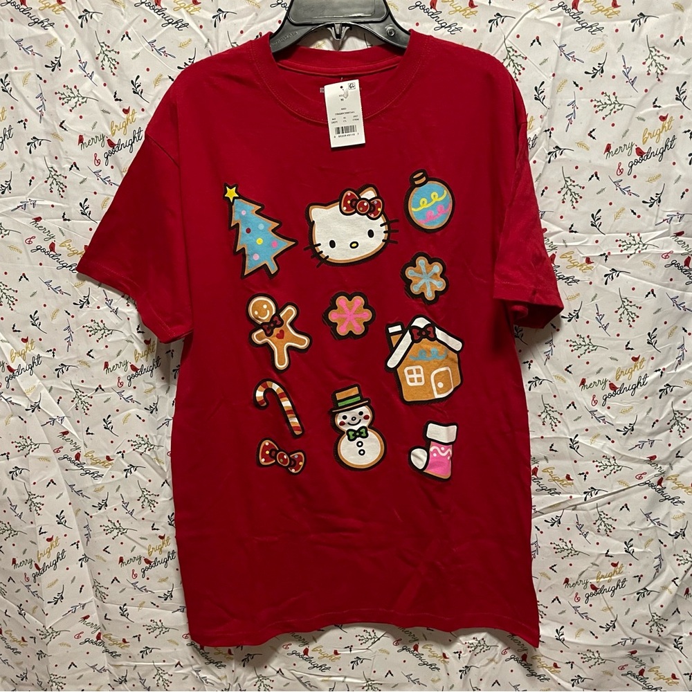 NWT Hello Kitty Holiday Christmas Cookies Red Shirt Sanrio Size M